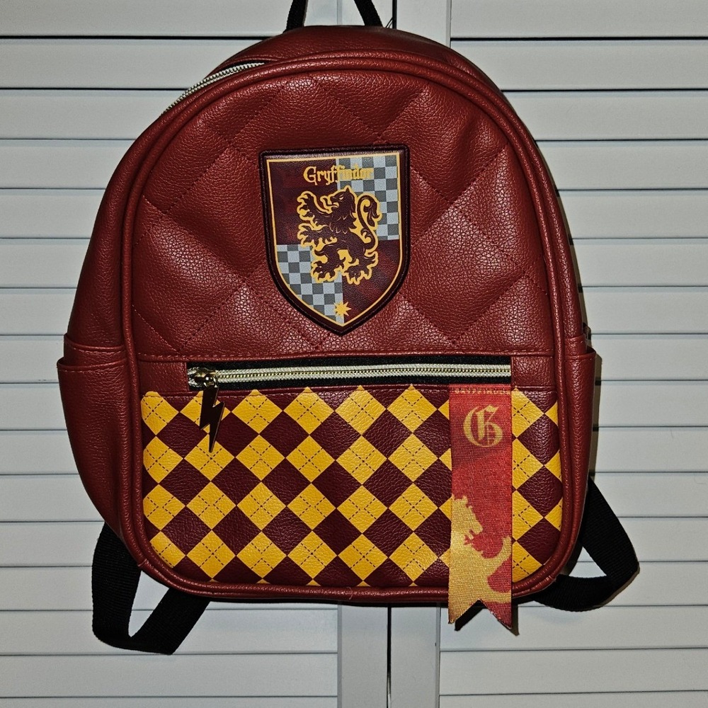 Harry Potter Gryffindor Mini Backpack Burgundy Quilted Harlequin House Crest
